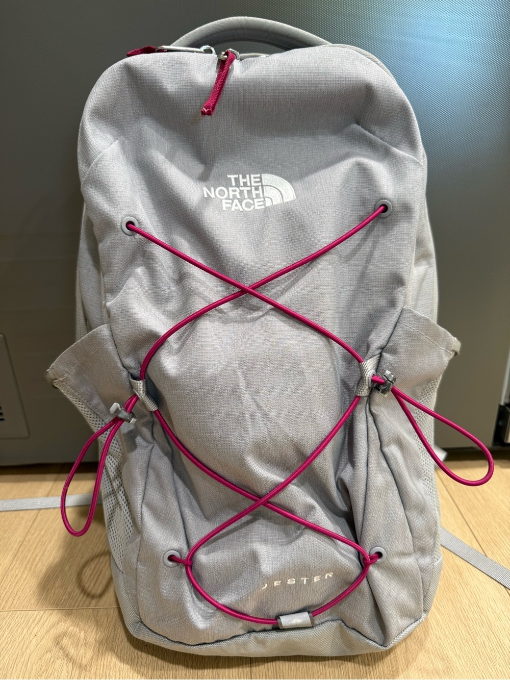The North Face Jester Backpack Gray Pink FlexVent Hiking School Laptop Bag